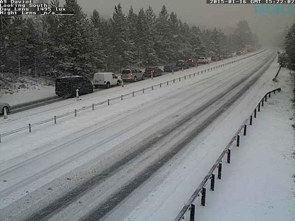 A queue is beginning to build up on the southbound carriageway of the A9.
