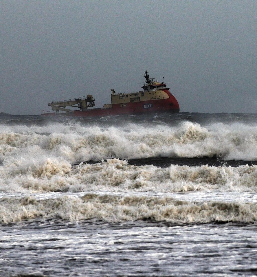 Large areas of Scotland saw sleet and snow today, Aberdeen saw wind and waves