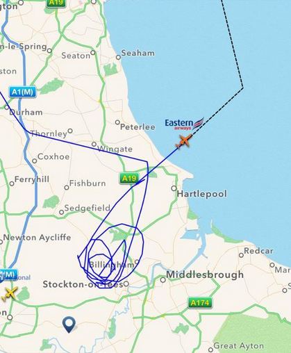 The plane was said to be "circling" near Durham