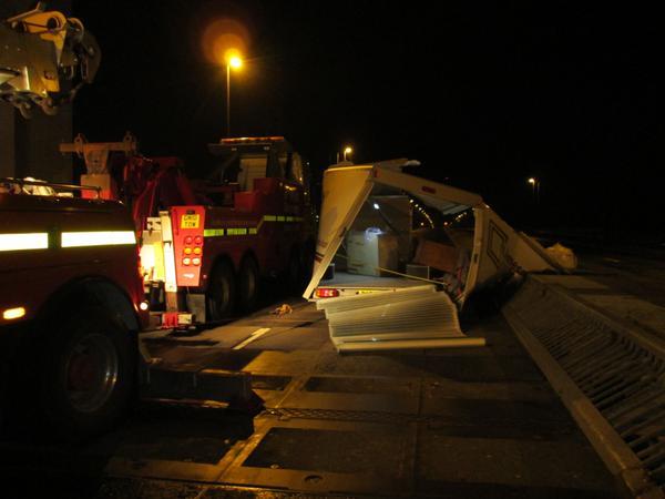 A lorry was blown over on the Forth Road Bridge