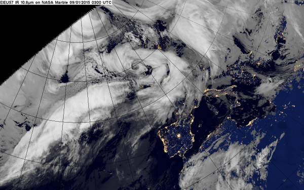 Satellite image shows stormy weather over the UK