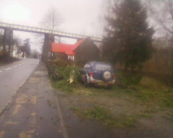 Trees blocked the road on the A82 at Crianlarich