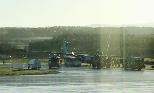 Plane off runway at Inverness Airport