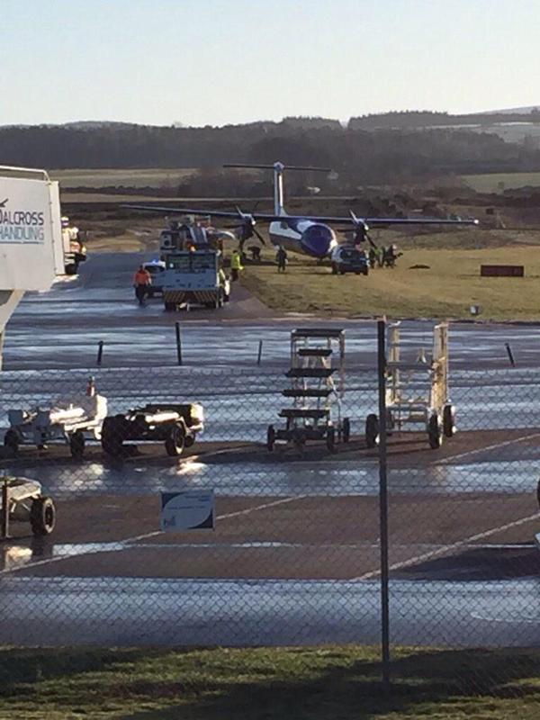 Plane off runway at Inverness Airport