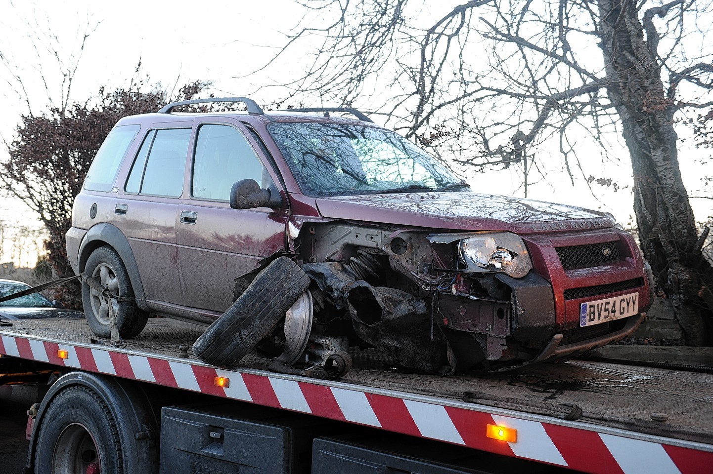 One of the cars involved in the crash on the B979