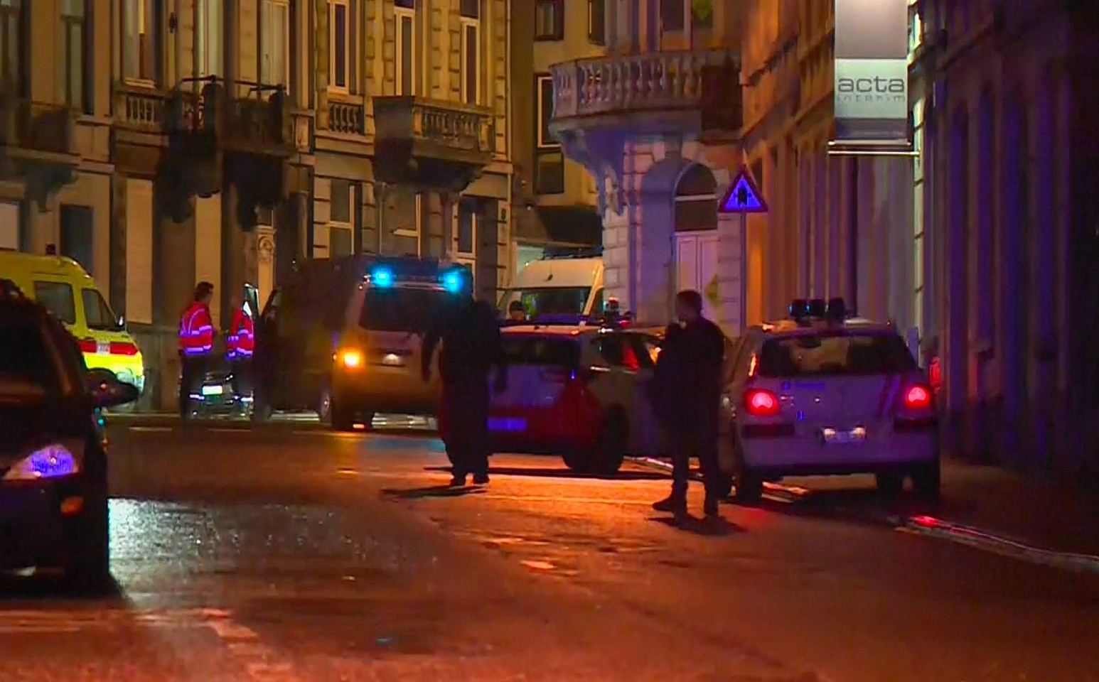 The scene of the raid in Belgium this evening