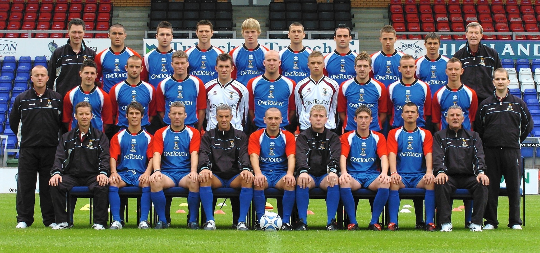 Chris Finnigan, back row, third from left with his Caley Thistle team mates in July 2005