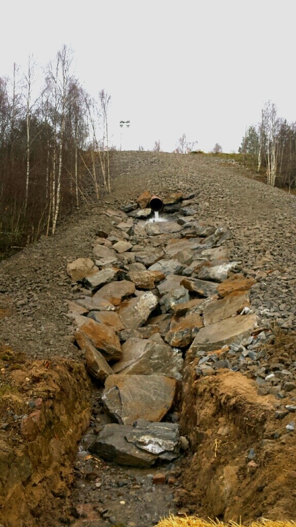 The completed embankment beside the A9 at Kincraig