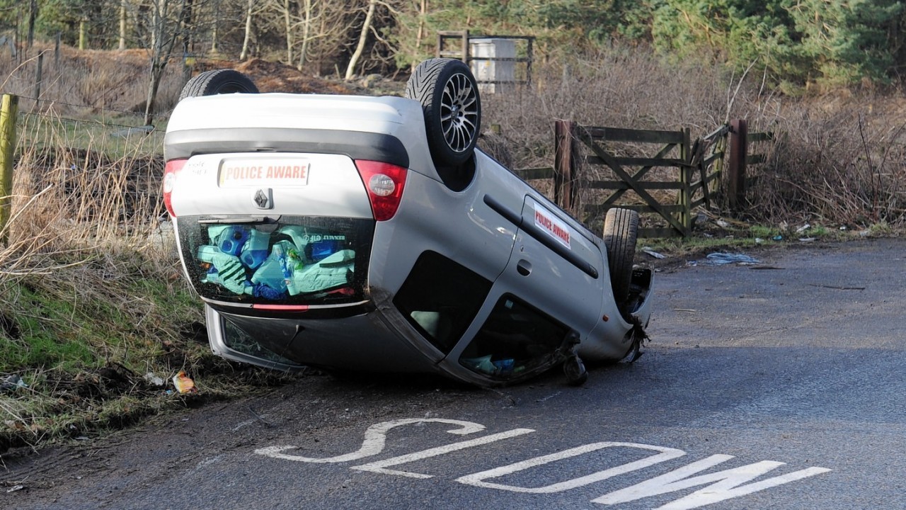 Fortunately the driver escaped after the crash near Craibstone Golf Club