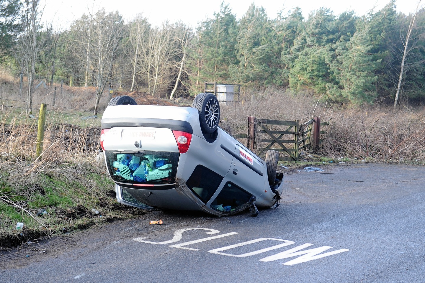 Fortunately the driver escaped after the crash near Craibstone Golf Club