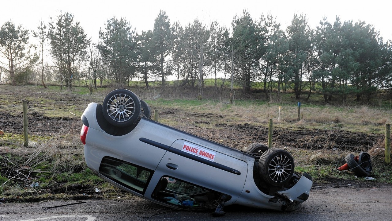 Fortunately the driver escaped after the crash near Craibstone Golf Club