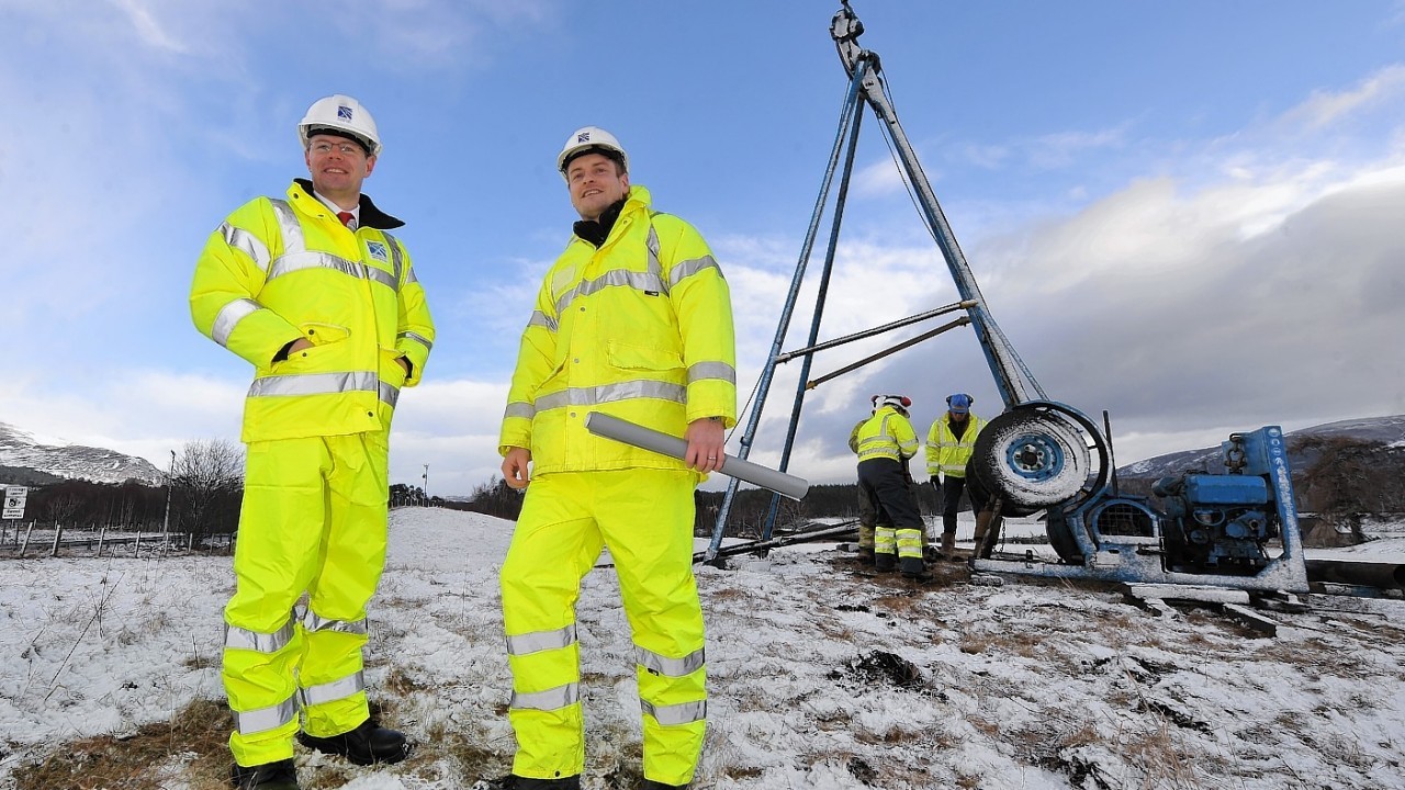 Scottish Government Transport Minister Derek Mackay yesterday visited ground investigation works at Kincraig