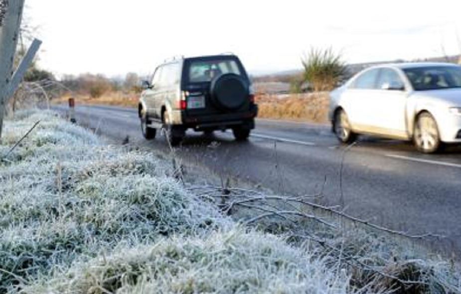 Aberdeenshire's icy roads yesterday, near Durris.