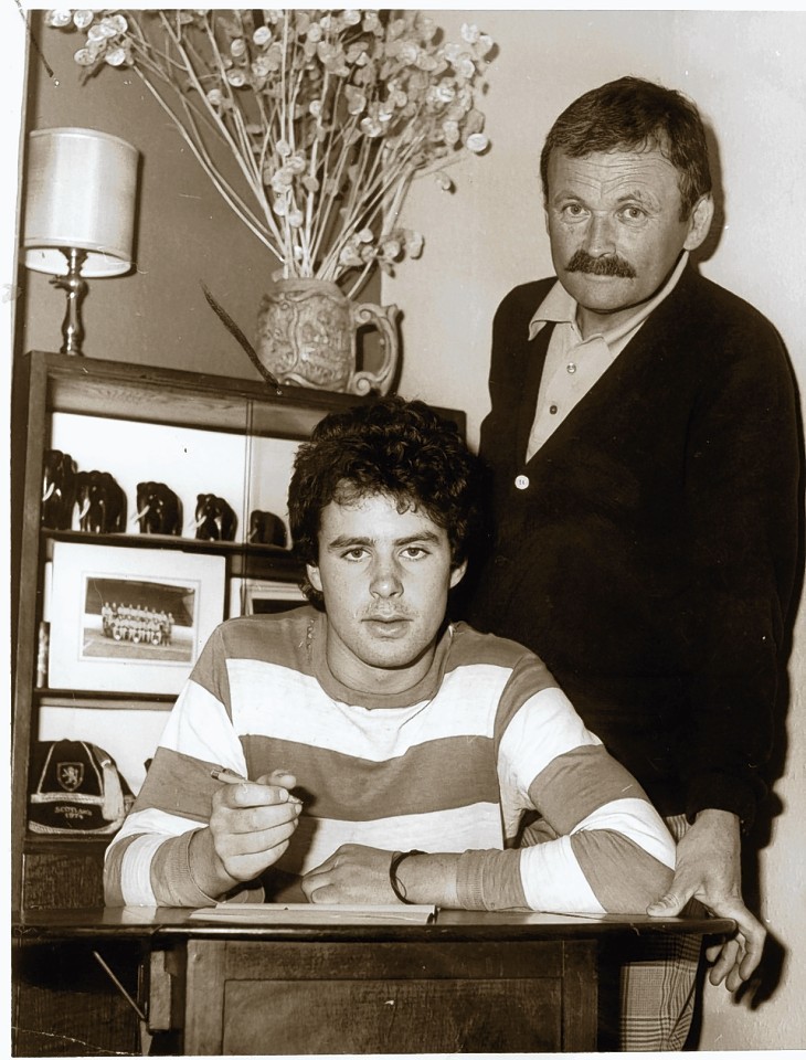 Innes Macdonald signing a young Steve Paterson