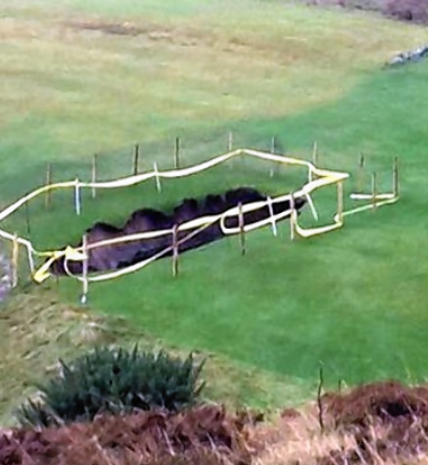 A huge sink hole opened up at Traigh Golf Club near Mallaig, Inverness-shire