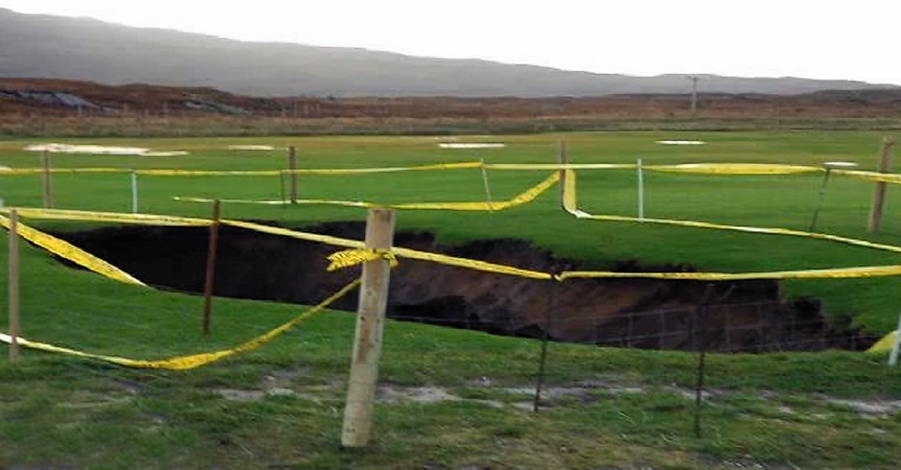 A huge sink hole opened up at Traigh Golf Club near Mallaig, Inverness-shire