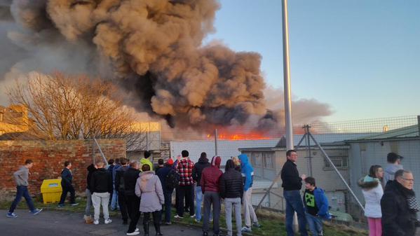 Hundreds of people turned out to witness the massive blaze (photo courtesy of Josh King)