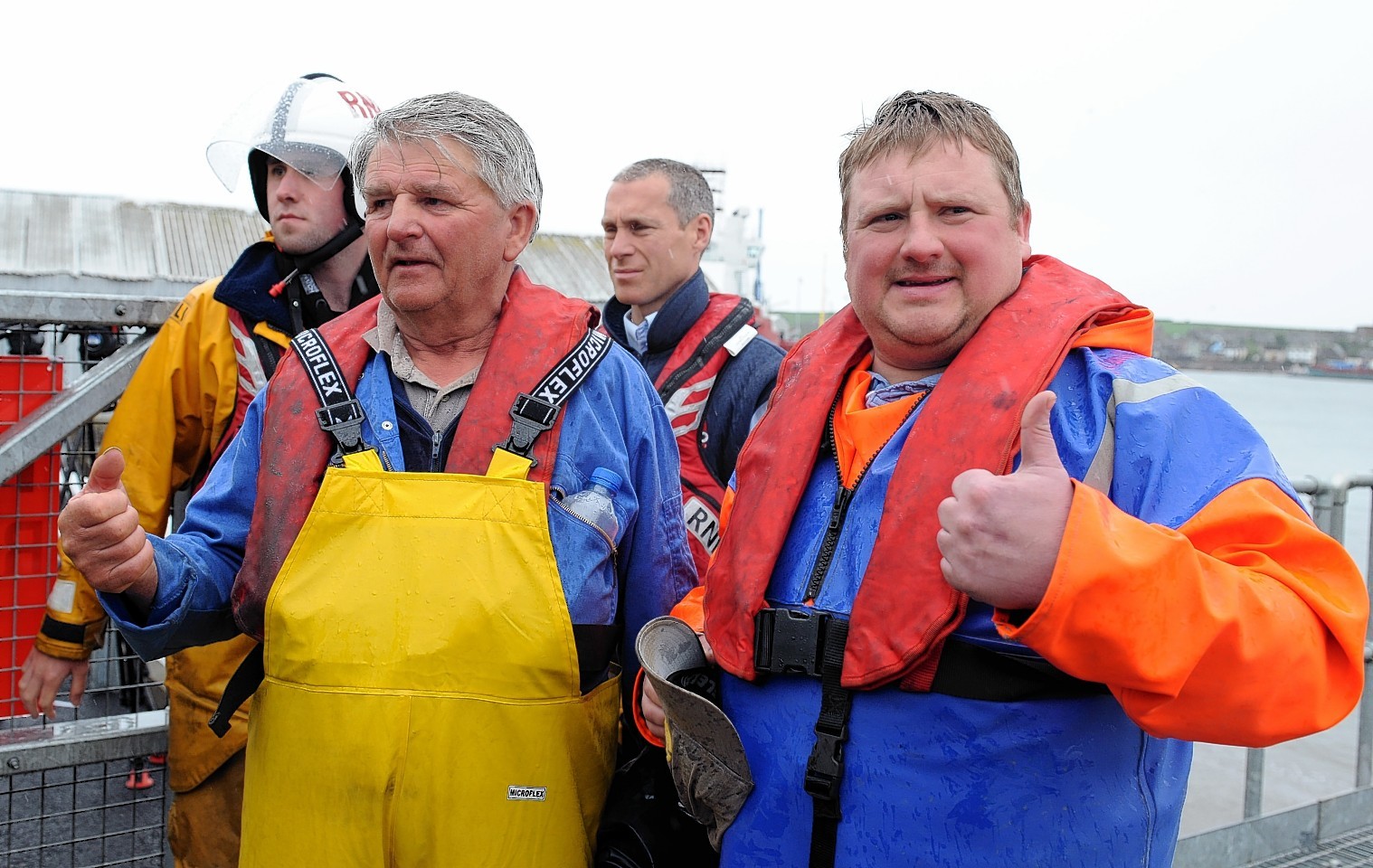 Gourdon fishermen Jim Reid and David Irvine in Montrose after their 48 hour ordeal at sea