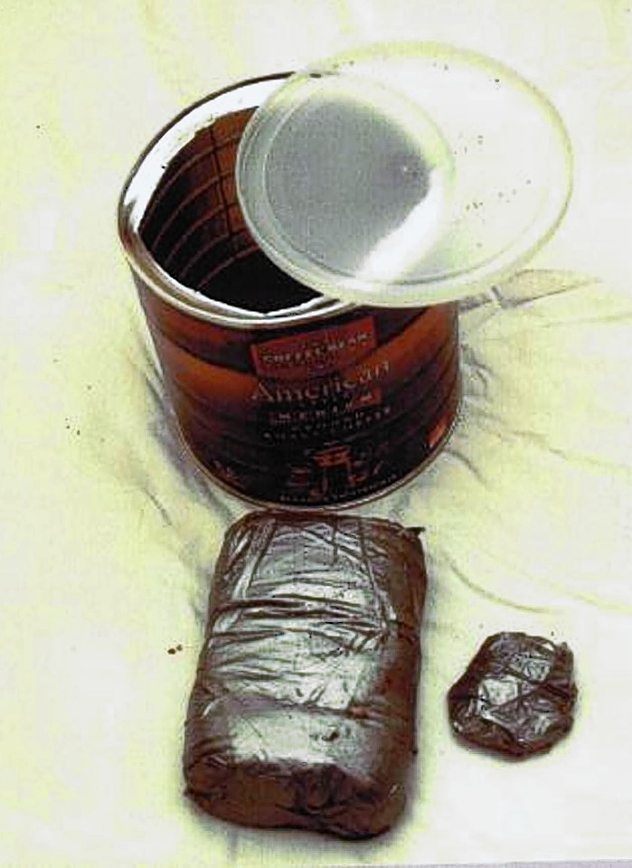 The coffee tins which were used to store the drugs