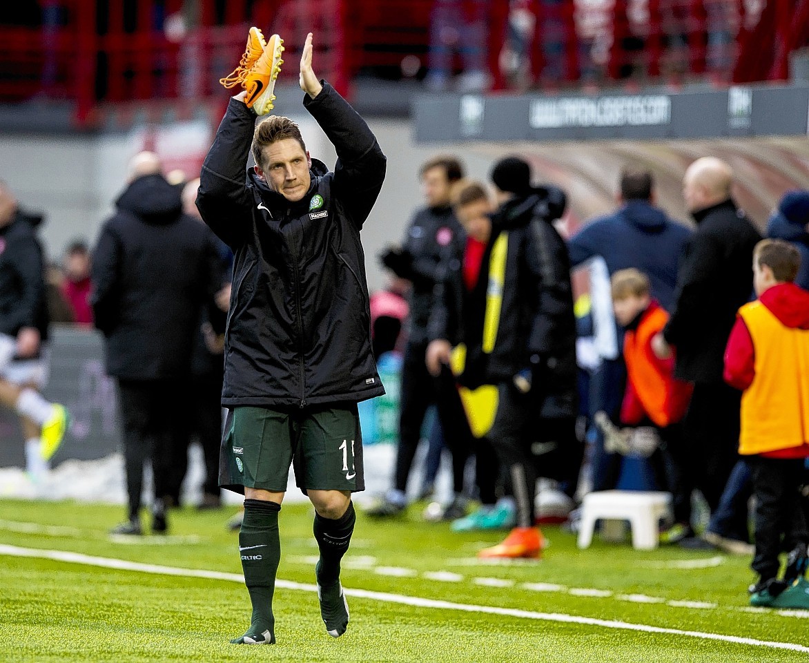 Is Celtic's Kris Commons on his way? This looked like a cheerio to us.