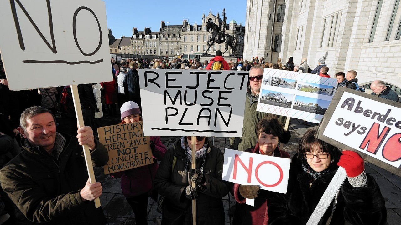 A number of protests have taken place against the controversial Marischal Square plans