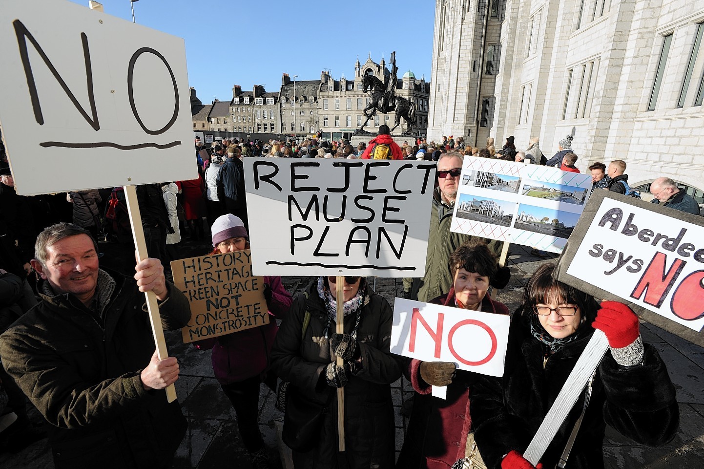 A number of protests have taken place against the controversial Marischal Square plans