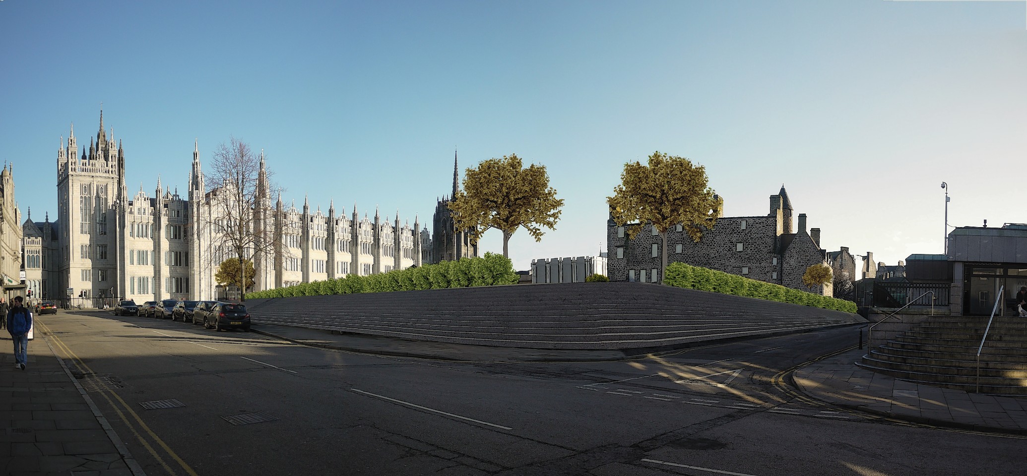 An alternative view, put forward by a campaigner, shows an open green area infront of Marischal College