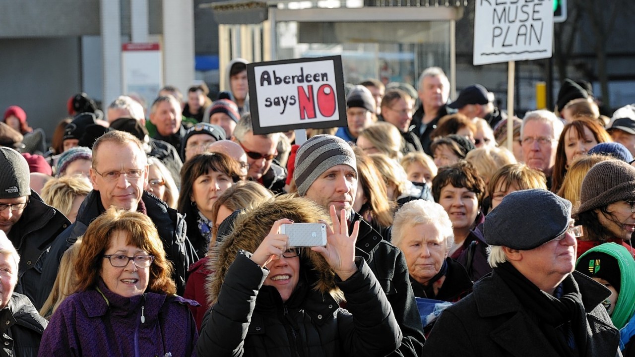 A number of protests have taken place against the controversial Marischal Square plans