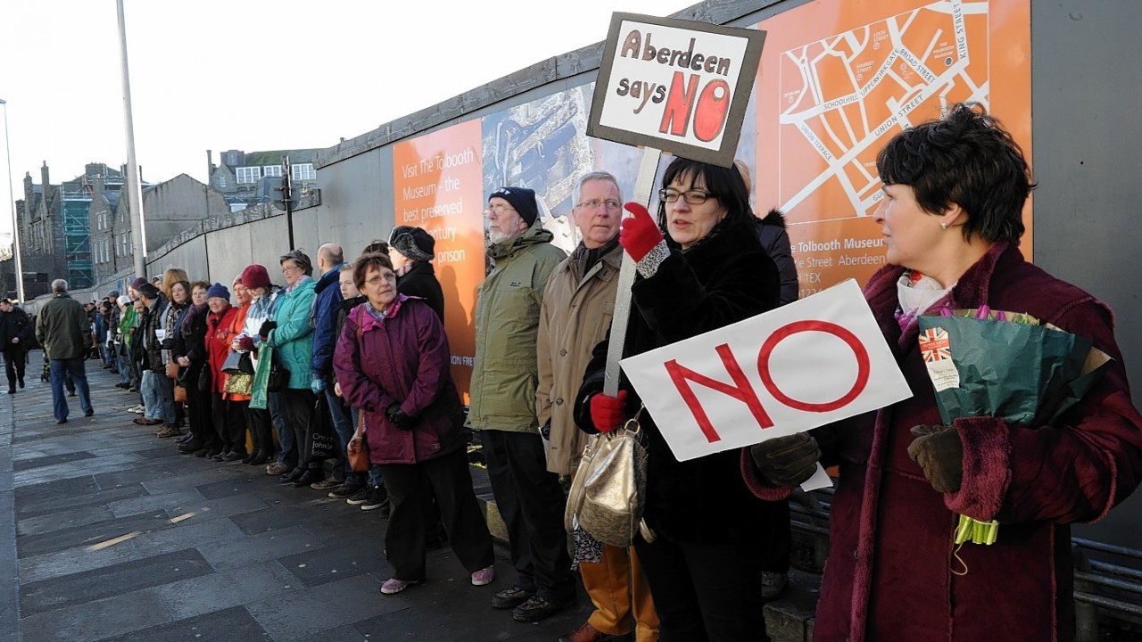 A number of protests have taken place against the controversial Marischal Square plans