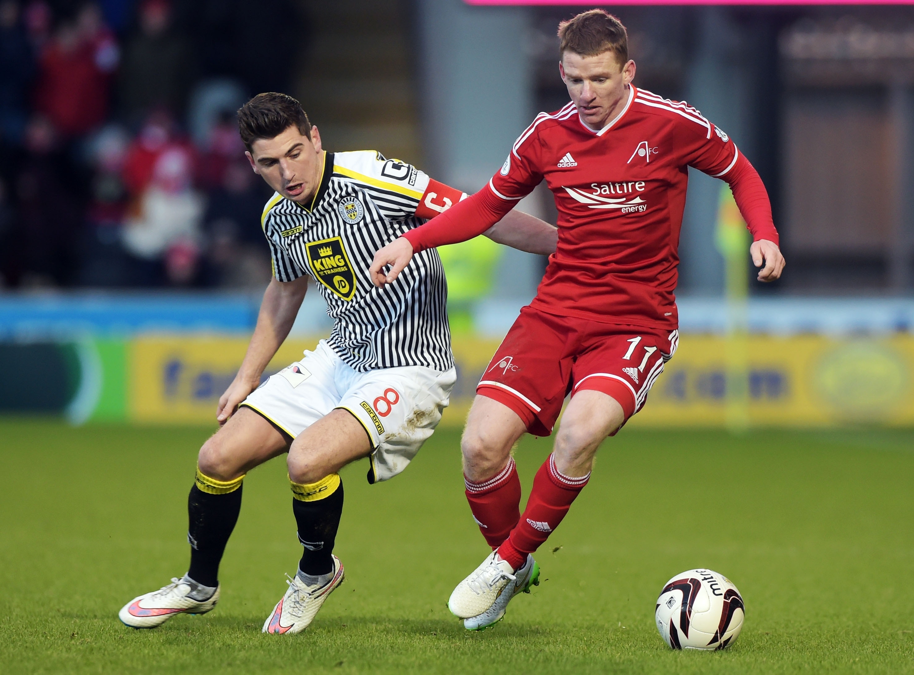 McLean (left) will be swapping the black and white stripes for the red of Aberdeen tomorrow, while Hayes (right) misses the game through injury