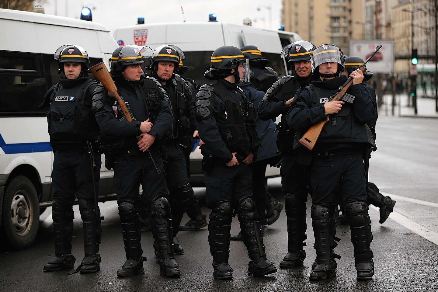 Armed police officers have now spread across the streets of Paris