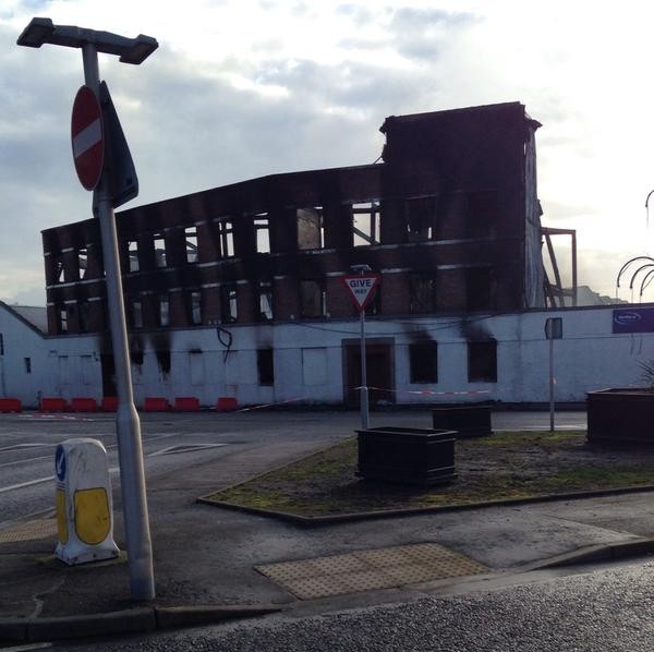 Firefighters are still on the scene of yesterday's blaze in Peterhead