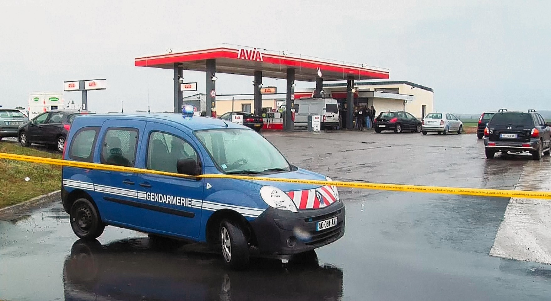 The petrol station in Villers Cotterets, 80 kilometres north east of Paris, where the suspects were reportedly spotted (AP)