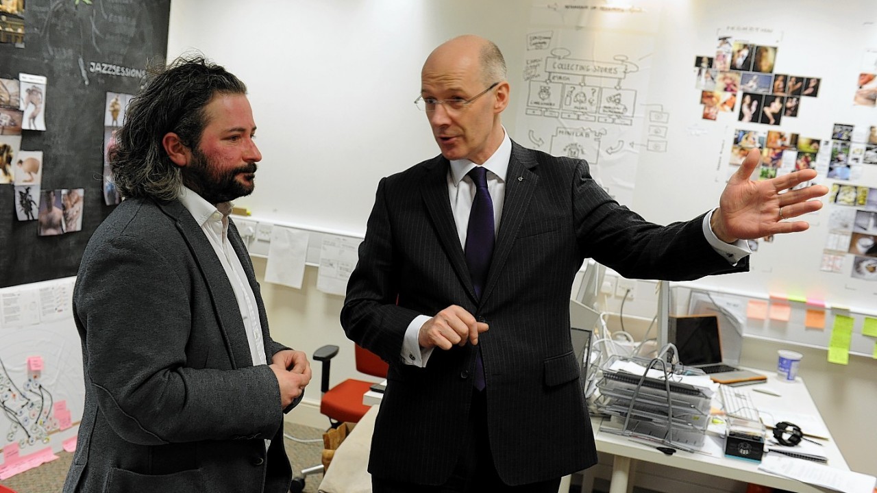 John Swinney at the Glasgow School of Art's Institute of Design Innovation in Forres