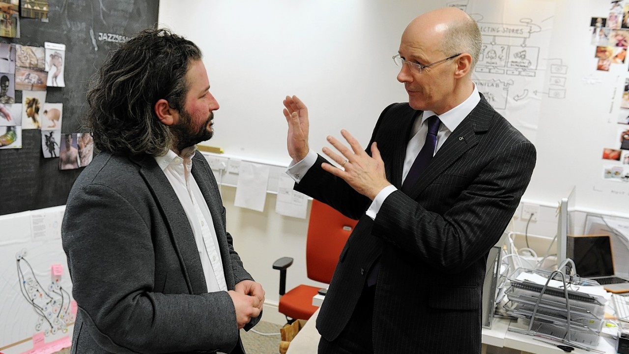 John Swinney at the Glasgow School of Art's Institute of Design Innovation in Forres