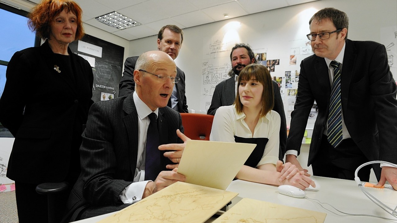 John Swinney at the Glasgow School of Art's Institute of Design Innovation in Forres