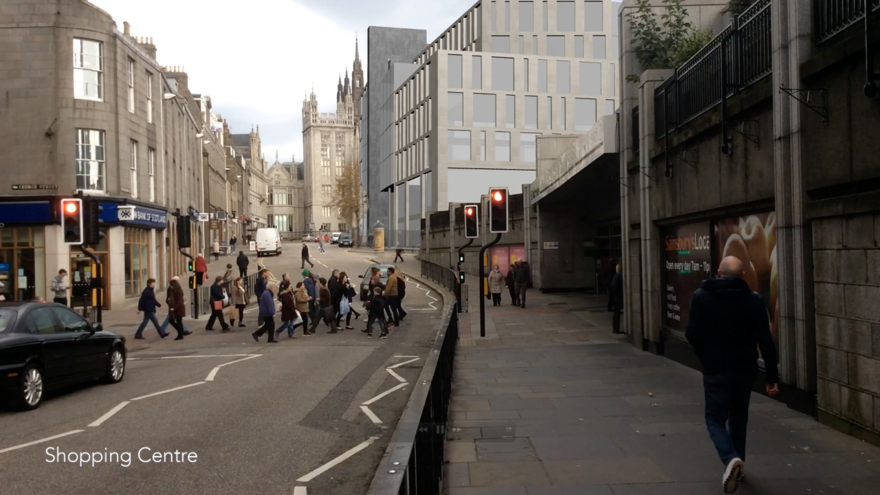 A screenshot of the video showing 3D version of Aberdeen's Marischal Square development