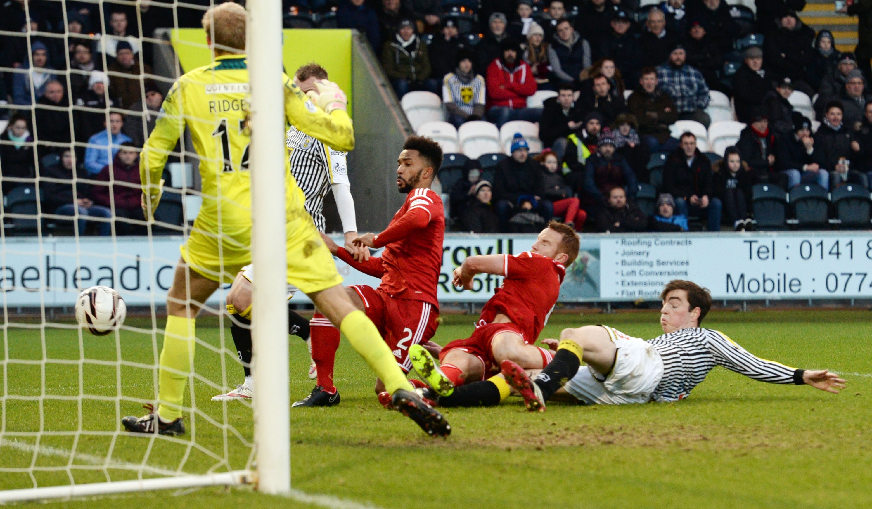 Shay Logan fires home Aberdeen's second goal