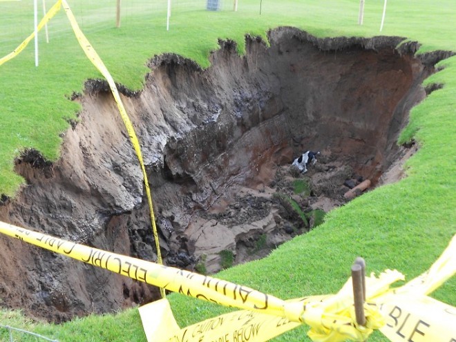 A huge sink hole opened up at Traigh Golf Club near Mallaig, Inverness-shire