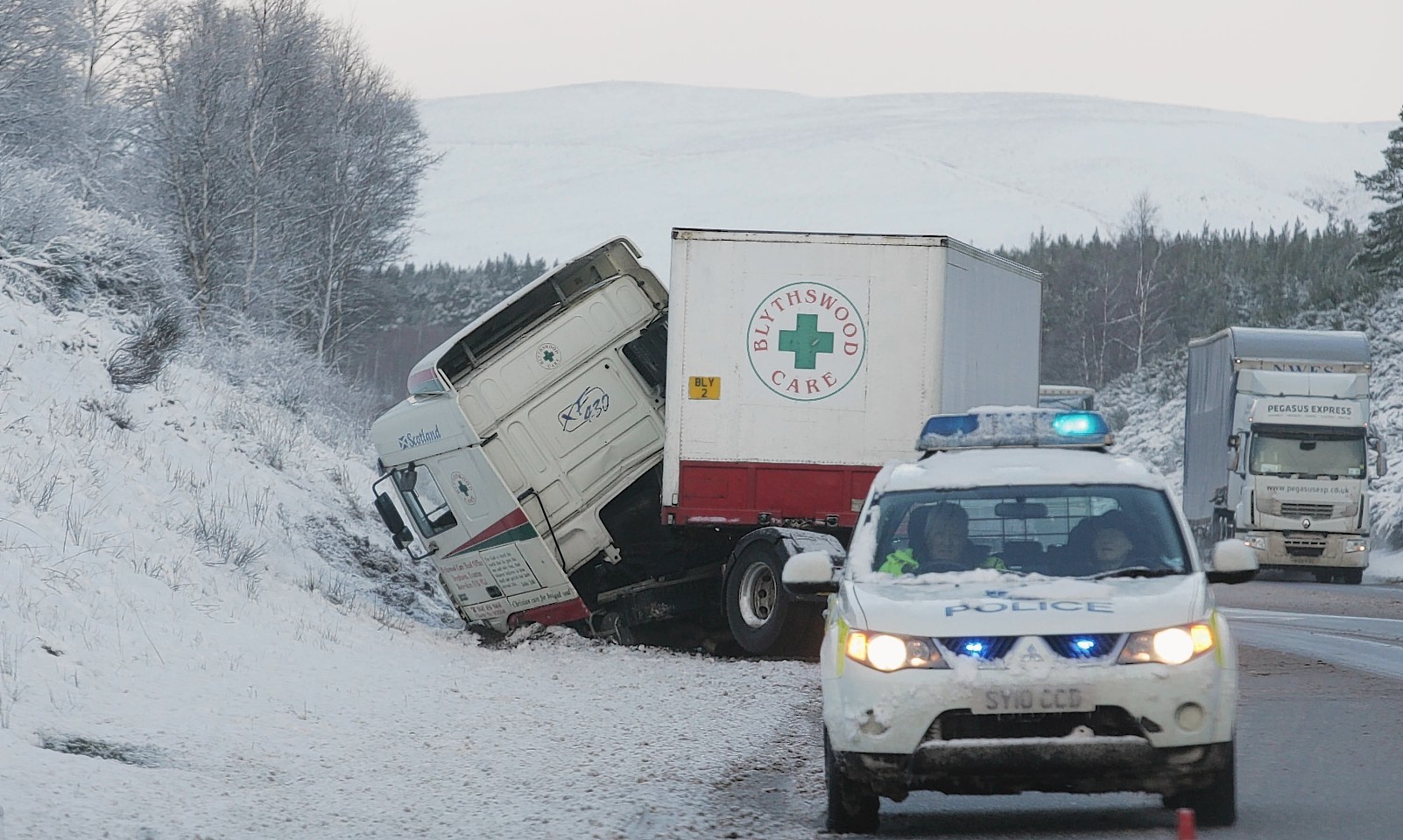 Police had to deal with this jack-knifed lorry on the A9