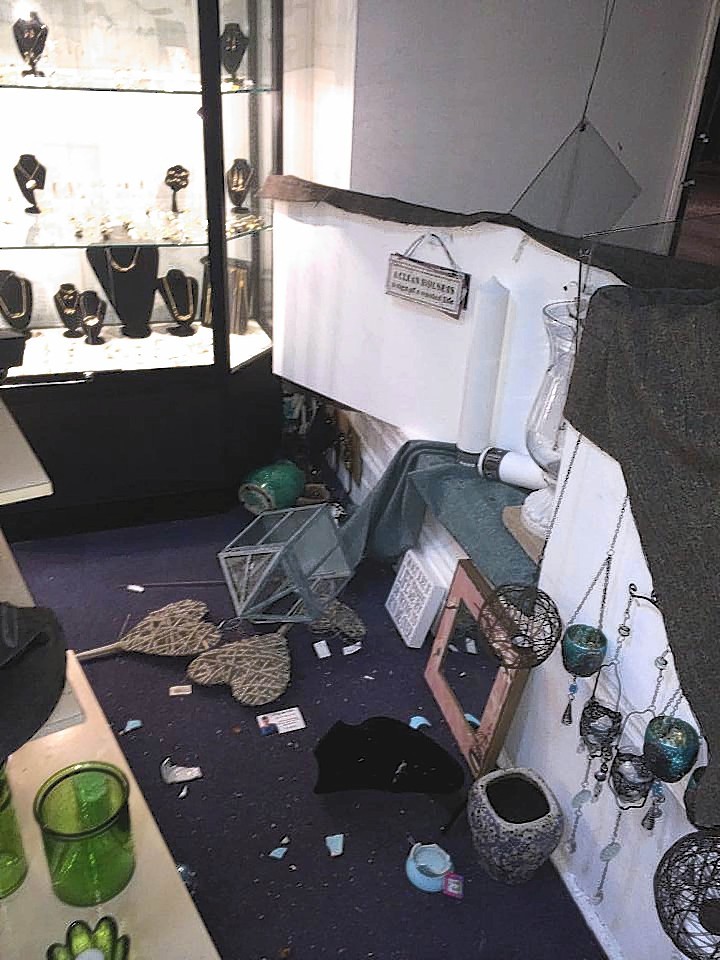 Stornoway jewellery store had its windows smashed by the high winds