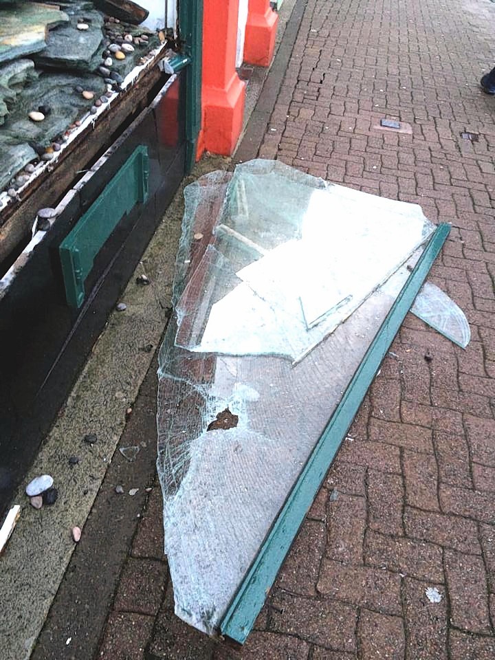 Stornoway jewellery store had its windows smashed by the high winds