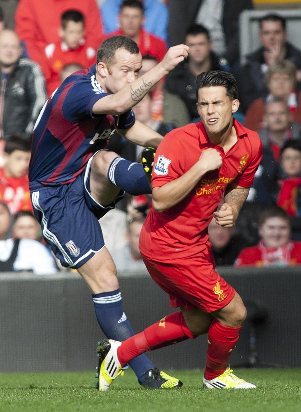 Suso's Liverpool career never really recovered from this Charlie Adam flying kick! 