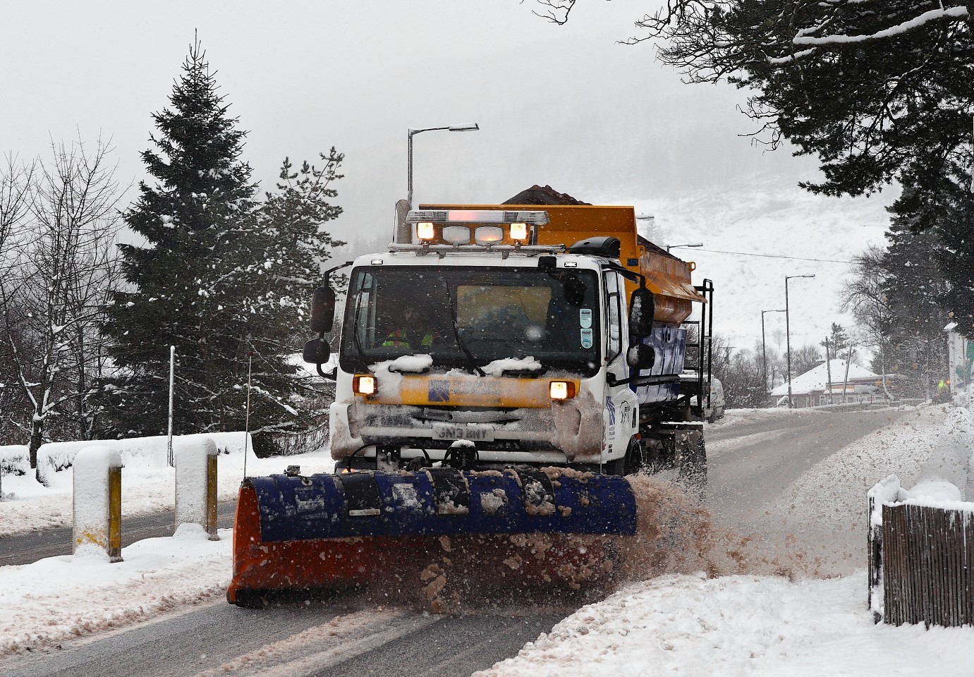 Snowploughs have been out in force, including this one in Tyndrum