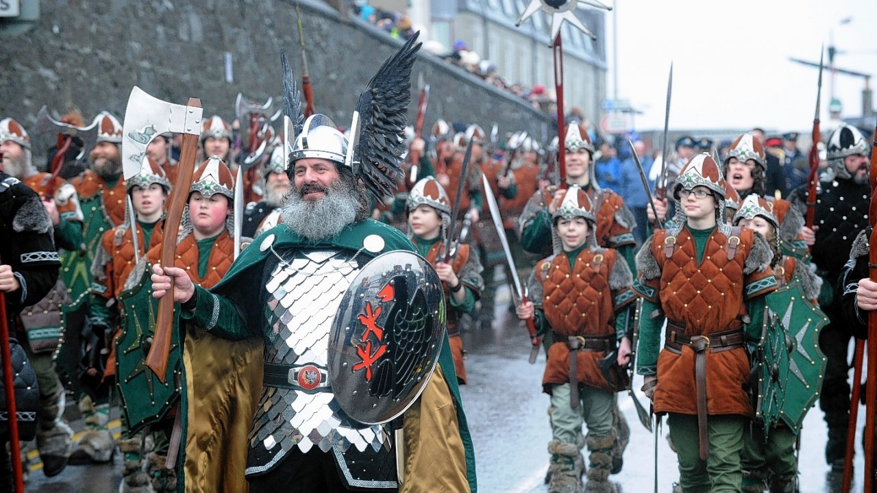 The Jarl Squad, led by Guizer Jarl, Neil Robertson, have marched through Lerwick. (Pictures by Kenny Elrick)