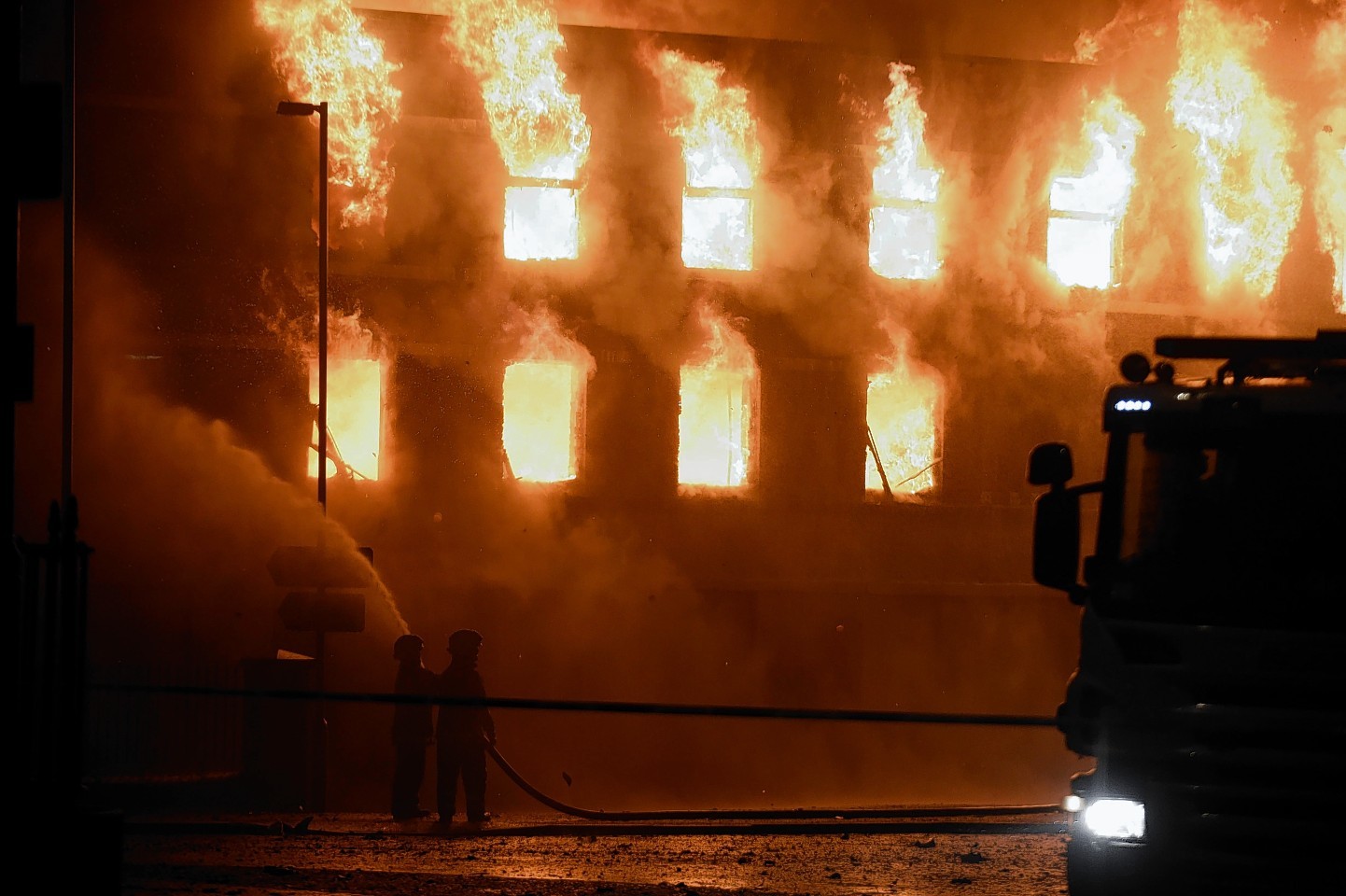 The fire tore through two buildings 