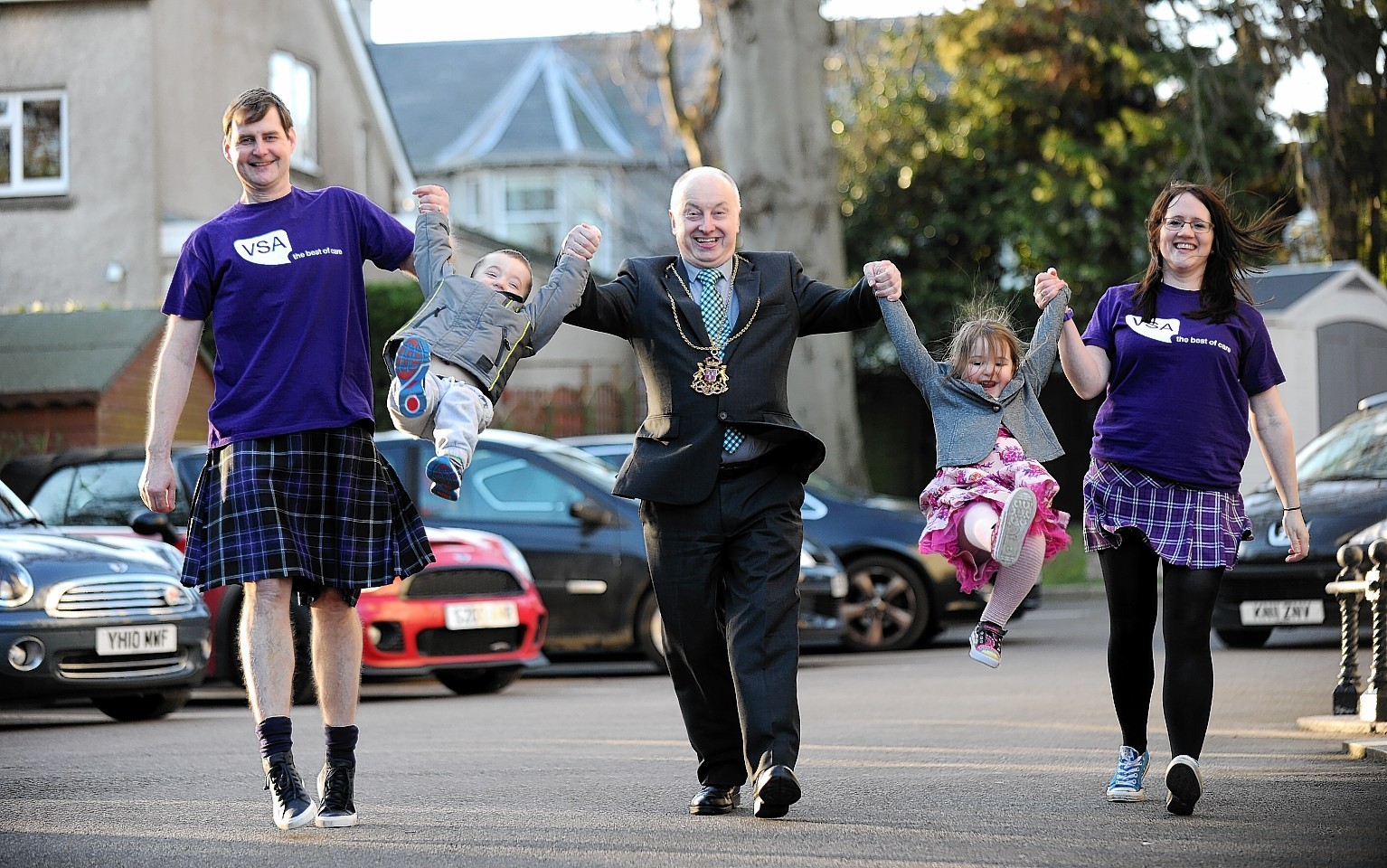 The Lord Provost (centre) helps launch VSA's Kiltwalk appeal