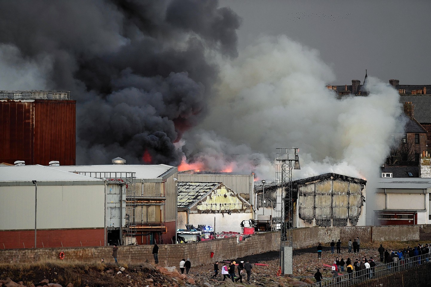 The fire tore through two buildings 