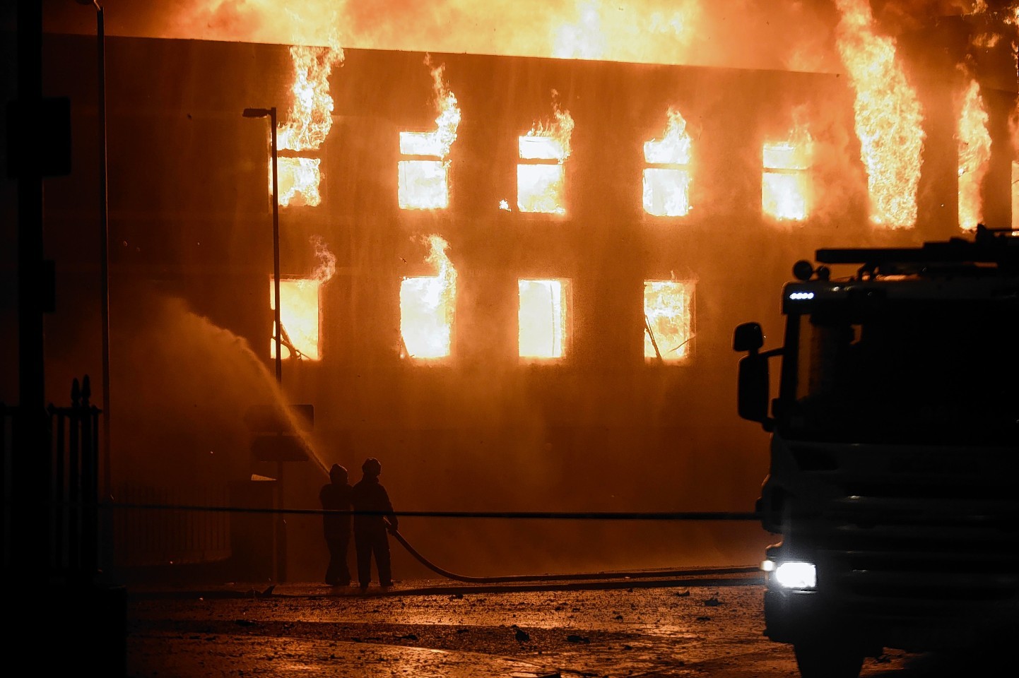 The fire tore through two buildings 