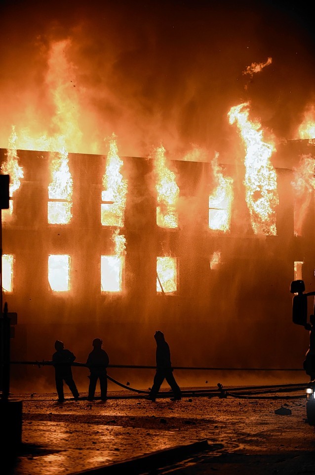 The fire tore through two buildings 